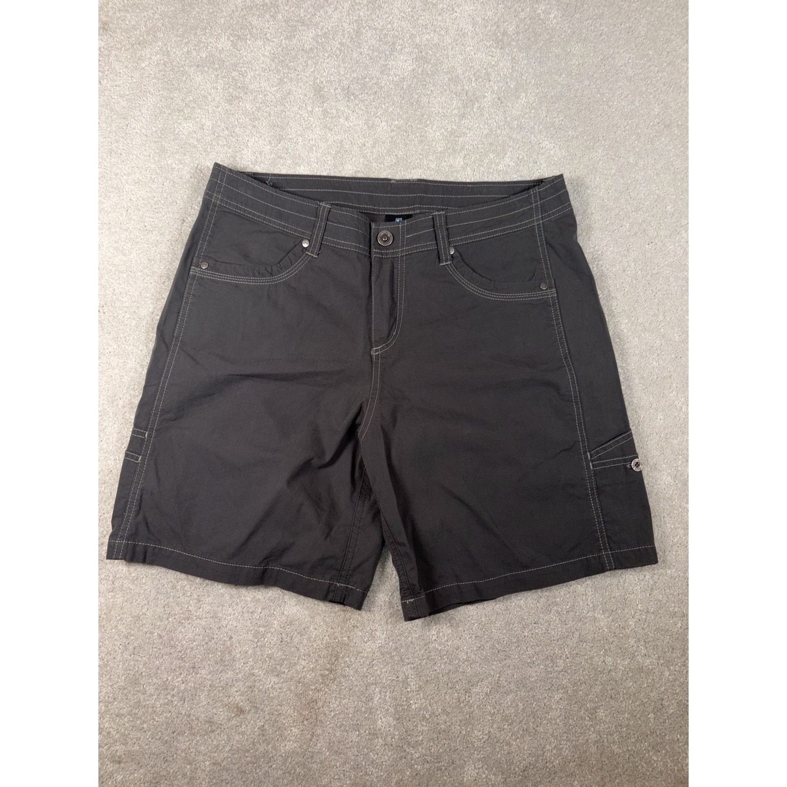 Kuhl Women's Free Range Short 7" Ins 6110 Cargo Stretch Gray Sz 12 Shorts Euc